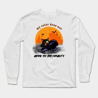 Black cat on a cloud, defying stereotypes Long Sleeve T-Shirt